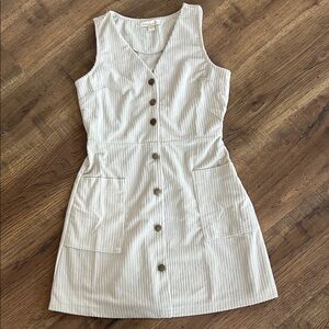 Sleeveless Cream Button-Down Dress